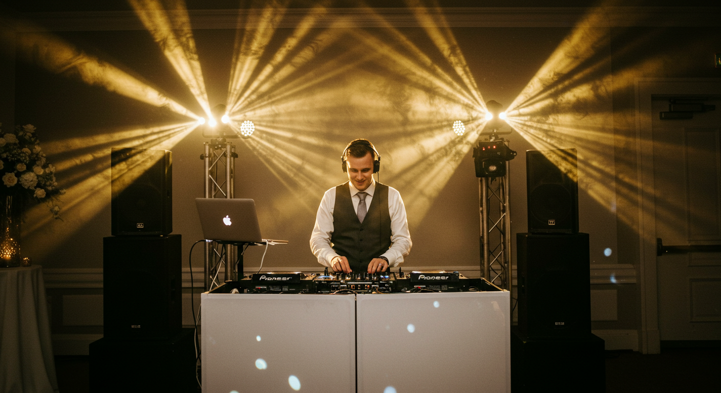 DJ setup with lights